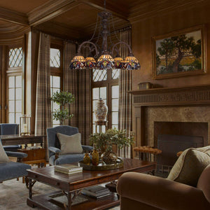 5-Light Tiffany Stained Glass Chandelier