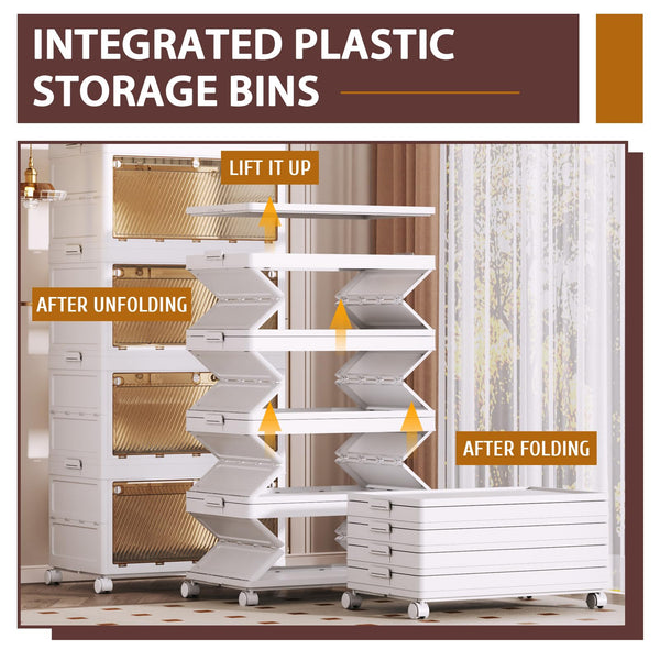 Stackable Plastic Storage Cabinet with Drawers