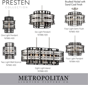 4-Light Pendant – Brushed Nickel & Sand Coal Finish