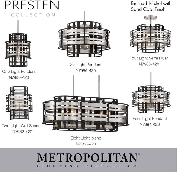 4-Light Pendant – Brushed Nickel & Sand Coal Finish