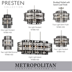 4-Light Pendant – Brushed Nickel & Sand Coal Finish