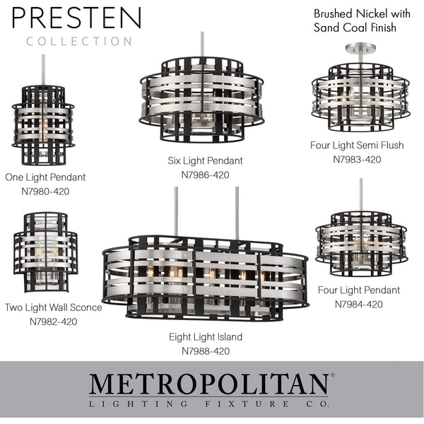 4-Light Pendant – Brushed Nickel & Sand Coal Finish