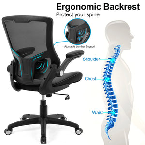 Ergonomic Mesh Office Chair with Lumbar Support & Flip-Up Arms