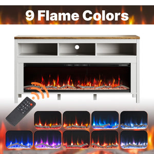 Electric Fireplace TV Stand with Open Storage – 55 to 98 Inch