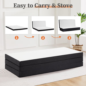 Tri-Fold Memory Foam Mattress – Full Size Foldable Floor Mat