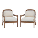 Mid-Century Club Chair Set of 2 with Rattan Back