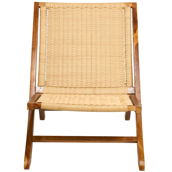 Teak Rattan Foldable Lounge Chair