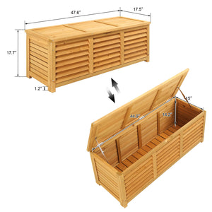 Outdoor Wooden Deck Box 47 Gallon with Lid