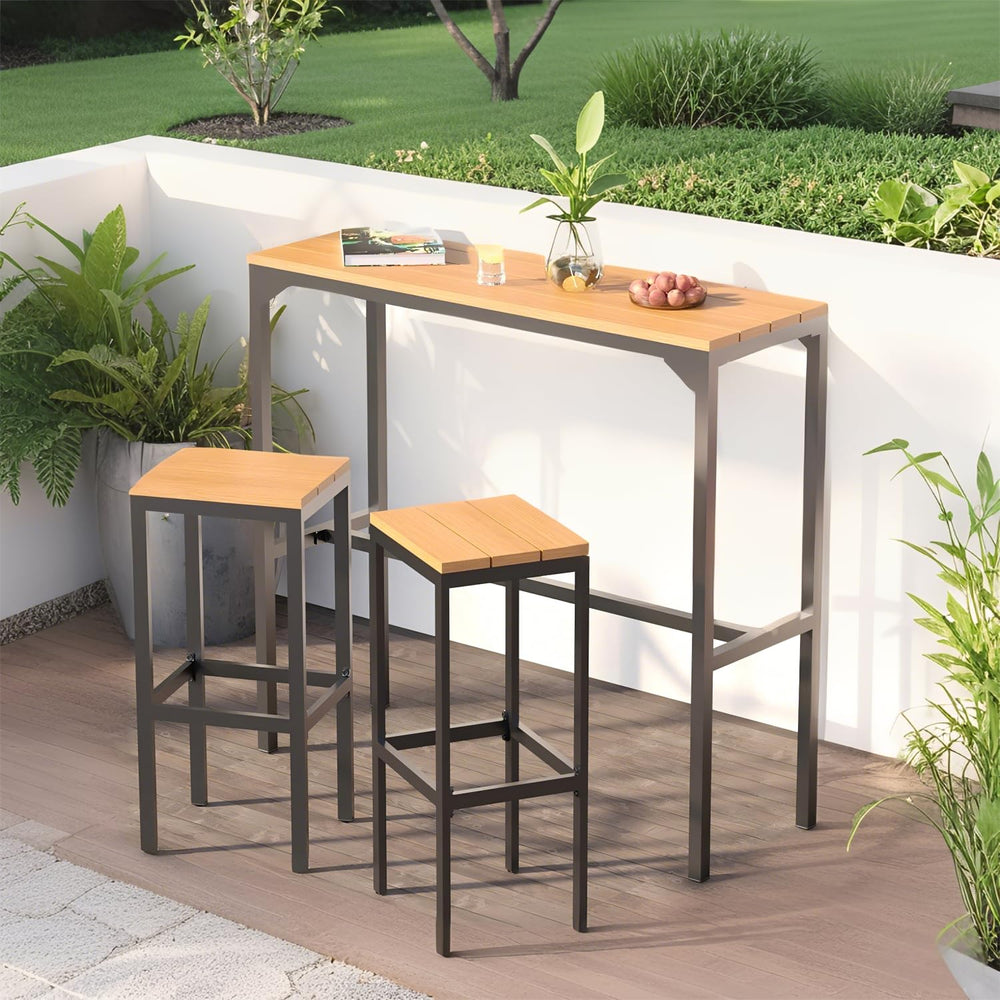 3-Piece Outdoor High Top Bar Set with 47" Table and 2 Bar Stools