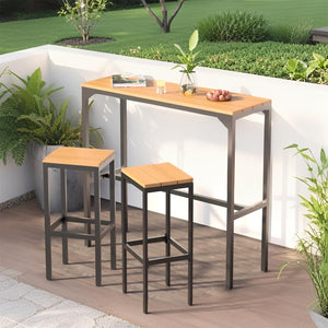 3-Piece Outdoor High Top Bar Set with 47" Table and 2 Bar Stools