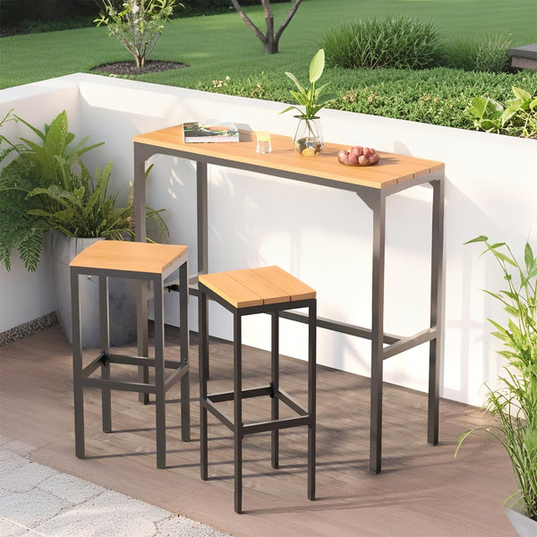 3-Piece Outdoor High Top Bar Set with 47" Table and 2 Bar Stools