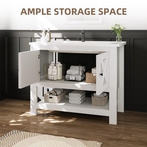 36-Inch Farmhouse Bathroom Vanity with Ceramic Sink