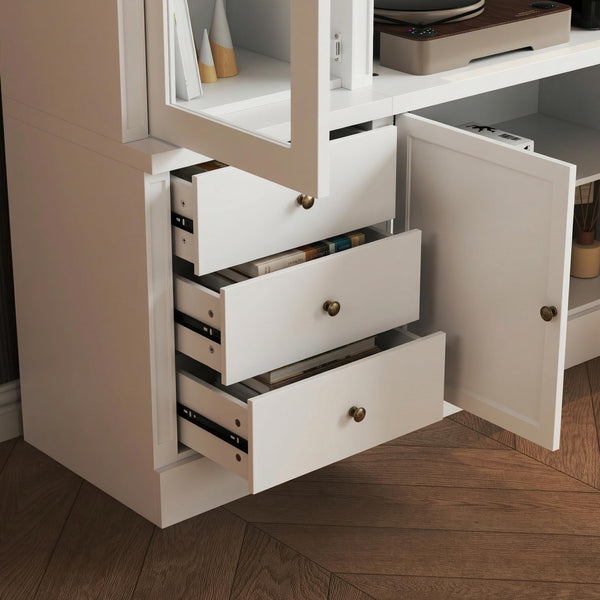 Entertainment Center with LED Light & Dual Bookcases, 101.7" TV Stand