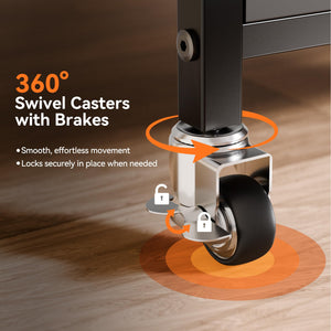 2-Tier Rolling Printer Stand with Lockable Wheels