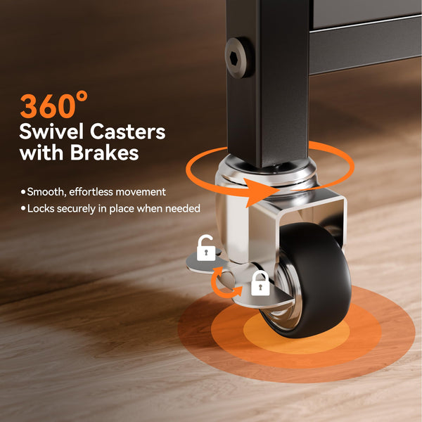 2-Tier Rolling Printer Stand with Lockable Wheels