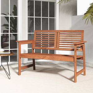 2-Person Outdoor Wood Patio Bench with Cushion