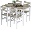 5-Piece Wood Dining Table Set with Storage Shelf