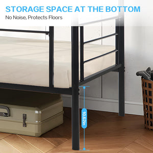 Twin Over Twin Metal Bunk Bed with Guardrails and Ladder
