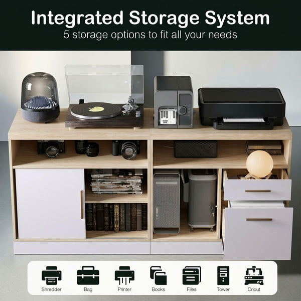 67" L-Shaped Electric Standing Desk with Storage