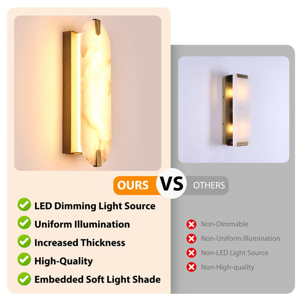 Marble Wall Sconce Dimmable Light Fixture