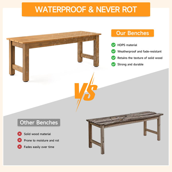Outdoor HDPS Patio Bench – 2-Person Weatherproof Garden Bench