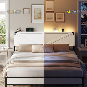King Size Headboard with LED Lights and USB Charging Ports