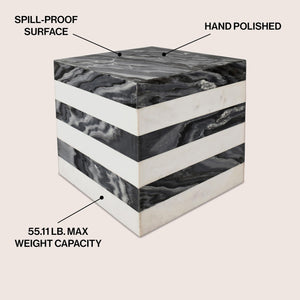 Natural Marble Cube End Table 15.5"
