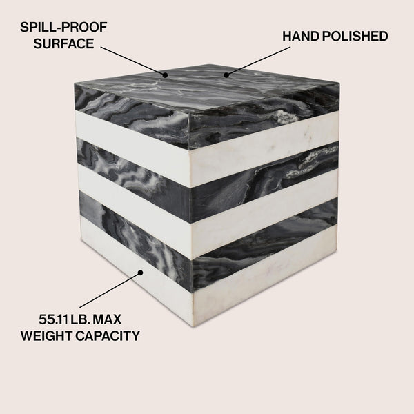 Natural Marble Cube End Table 15.5"
