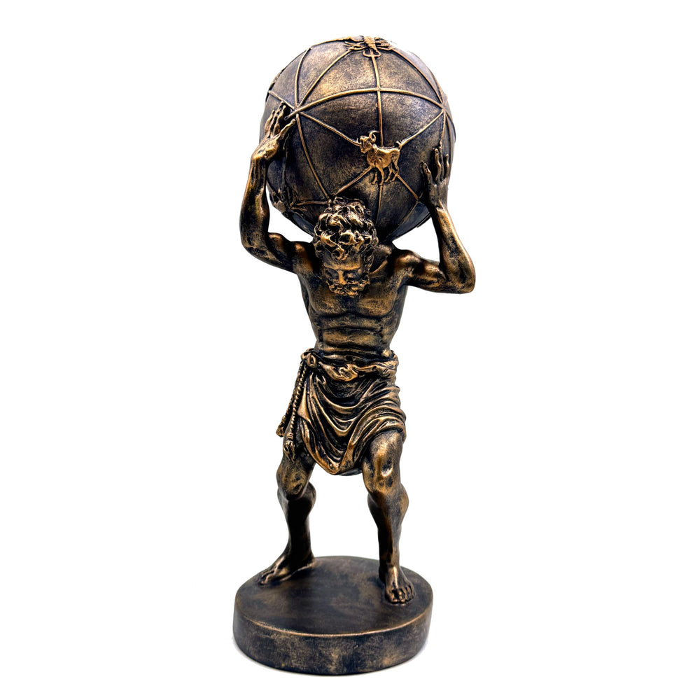 Greek Atlas Statue Bronze Resin Sculpture 16.5 Inch