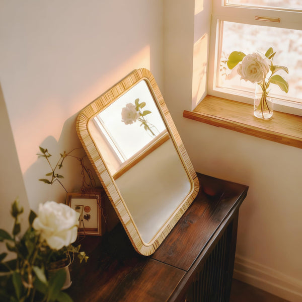 Boho Rattan Wall Mirror
