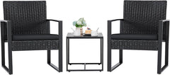 3-Piece Outdoor Wicker Patio Furniture Set with Coffee Table
