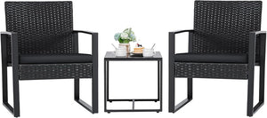 3-Piece Outdoor Wicker Patio Furniture Set with Coffee Table