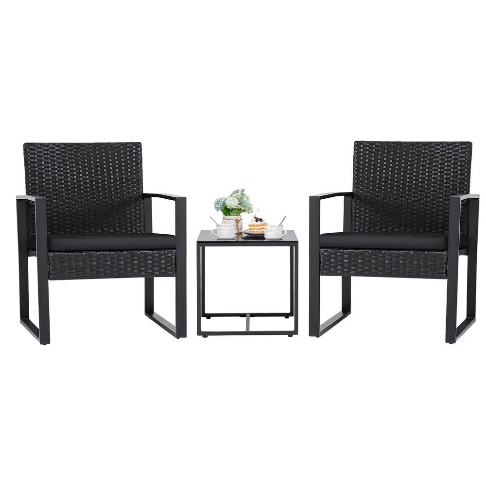 3-Piece Outdoor Wicker Patio Furniture Set with Coffee Table
