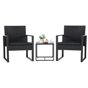 3-Piece Outdoor Wicker Patio Furniture Set with Coffee Table
