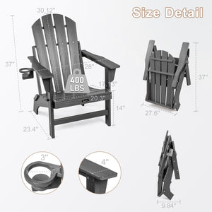 Folding Adirondack Chair – HDPE, All-Weather, with Cup Holder