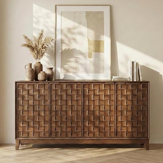 60" Sideboard Buffet Cabinet with 4 Doors & Adjustable Shelves