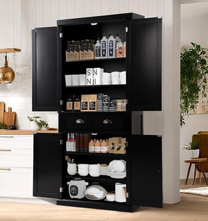 72" Kitchen Pantry Storage Cabinet with Drawer & Adjustable Shelves