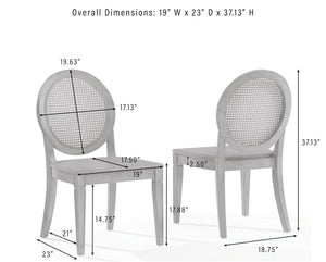 Oval Cane Back Dining Chairs Set of 2 – Rubberwood & Rattan, Driftwood Finish