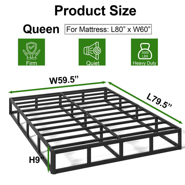 9-Inch Heavy Duty Metal Box Spring Mattress Foundation