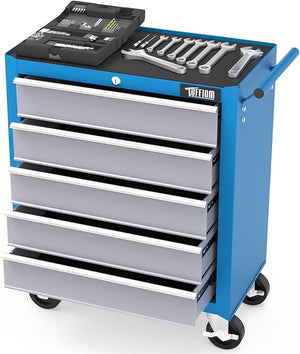 5-Drawer Rolling Tool Chest with Lockable Wheels & Top Cushion