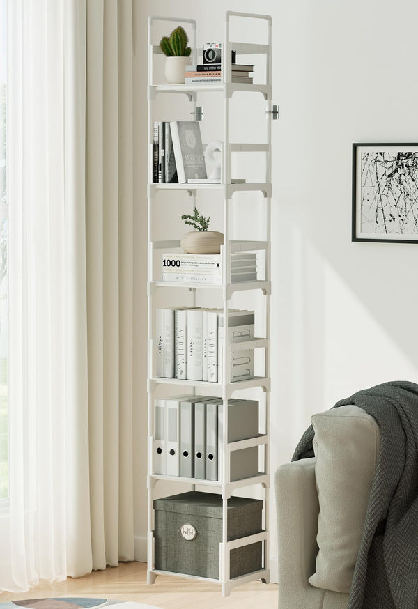 Metal Frame Narrow Bookshelf with Plastic Shelves – 3 Tier & 6 Tier