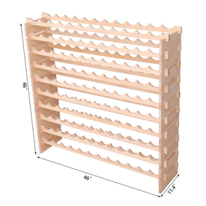 Freestanding Pine Wood Wine Rack – 120 Bottle Modular Storage