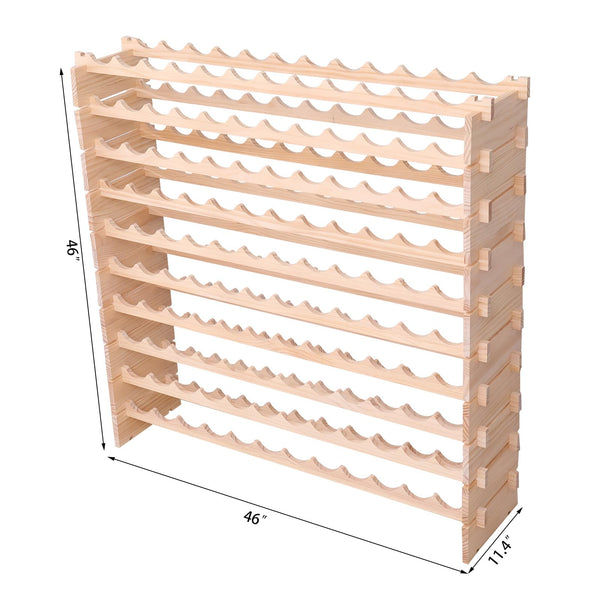 Freestanding Pine Wood Wine Rack – 120 Bottle Modular Storage