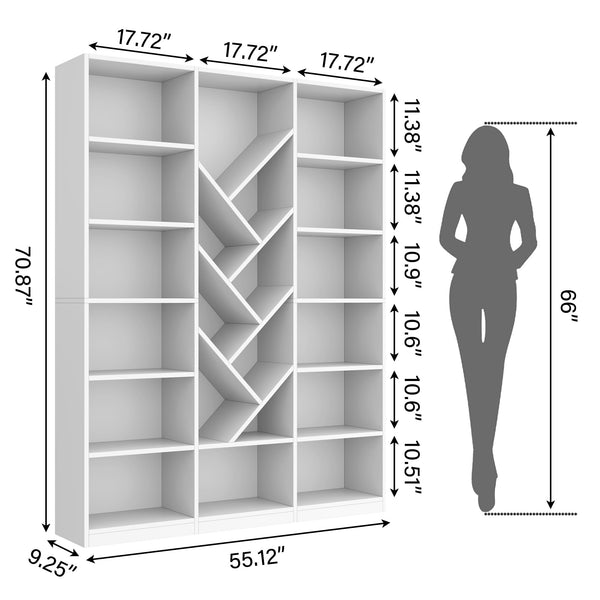 6-Tier Tree Bookshelf with 13 Open Compartments