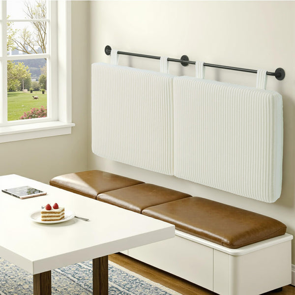 Queen Size Wall-Mounted Upholstered Headboard with RGB LED Lights