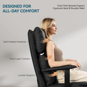Reclining Office Chair with Footrest & Adjustable Headrest