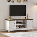 54" Farmhouse TV Stand with Storage Cabinets & Fluted Doors