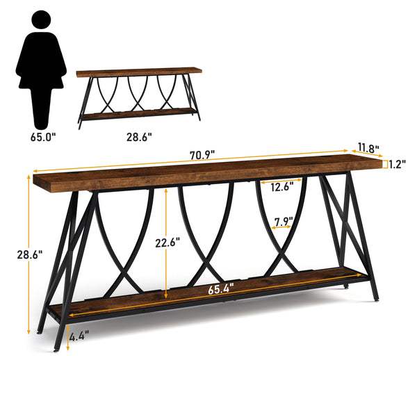 70.9" Industrial Console Table – Rustic Brown
