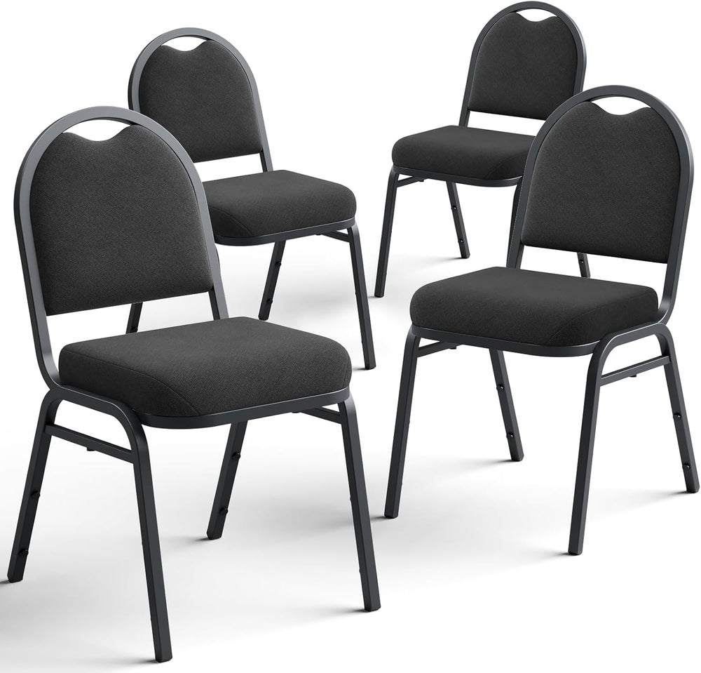 Stackable Upholstered Banquet Dining Chairs – Set of 4