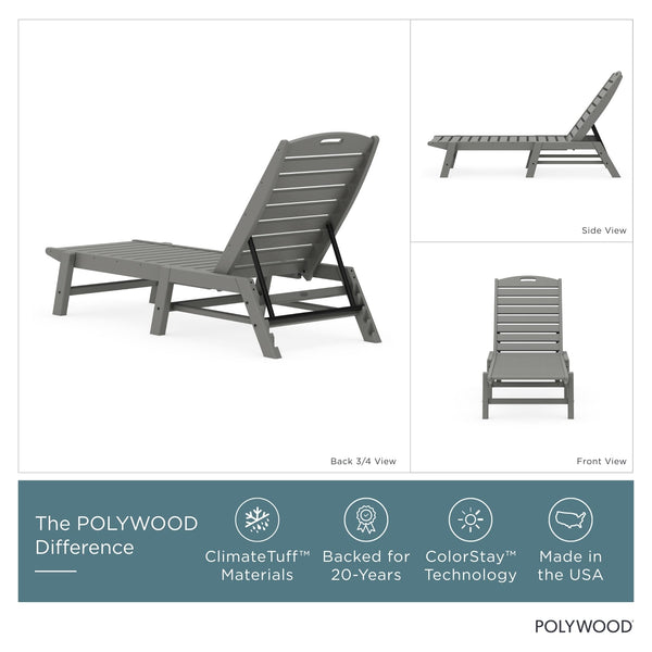 Nautical Patio Chaise Lounge – Slate Grey